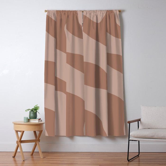 Mocha Brown Organic Forms Retro Contemporary Modern Minimalist Abstract Pattern Window Curtain Gallery Image 5