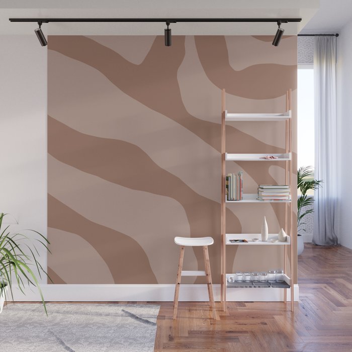 Mocha Brown Organic Forms Retro Contemporary Modern Minimalist Abstract Pattern Wall Mural Gallery Image 1