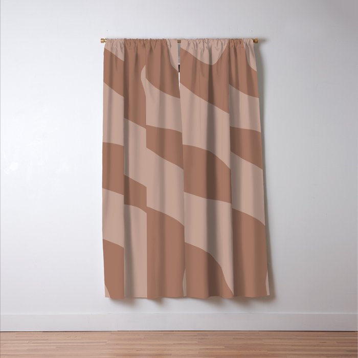 Mocha Brown Organic Forms Retro Contemporary Modern Minimalist Abstract Pattern Window Curtain Gallery Image 3
