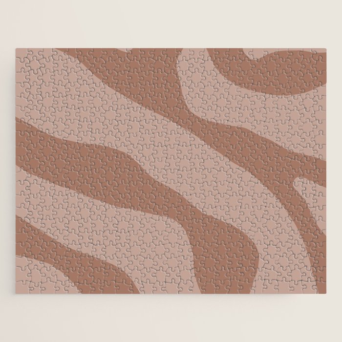 Mocha Brown Organic Forms Retro Contemporary Modern Minimalist Abstract Pattern Jigsaw Puzzle Gallery Image 1