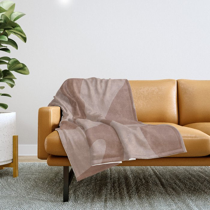 Mocha Brown Organic Forms Retro Contemporary Modern Minimalist Abstract Pattern Throw Blanket Gallery Image 1