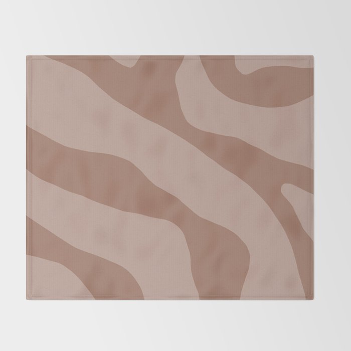 Mocha Brown Organic Forms Retro Contemporary Modern Minimalist Abstract Pattern Throw Blanket Gallery Image 2