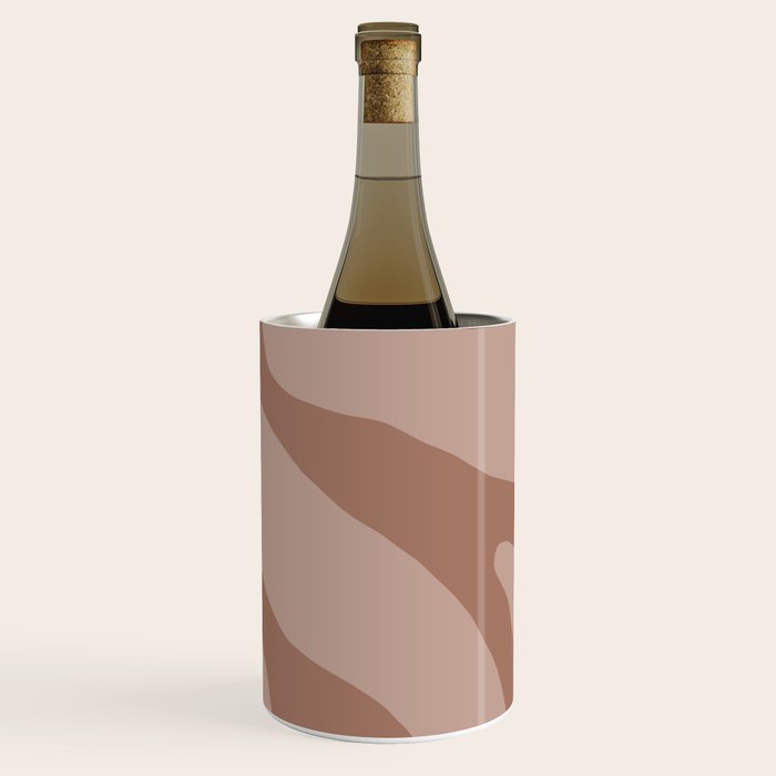 Mocha Brown Organic Forms Retro Contemporary Modern Minimalist Abstract Pattern Wine Chiller Gallery Image 3