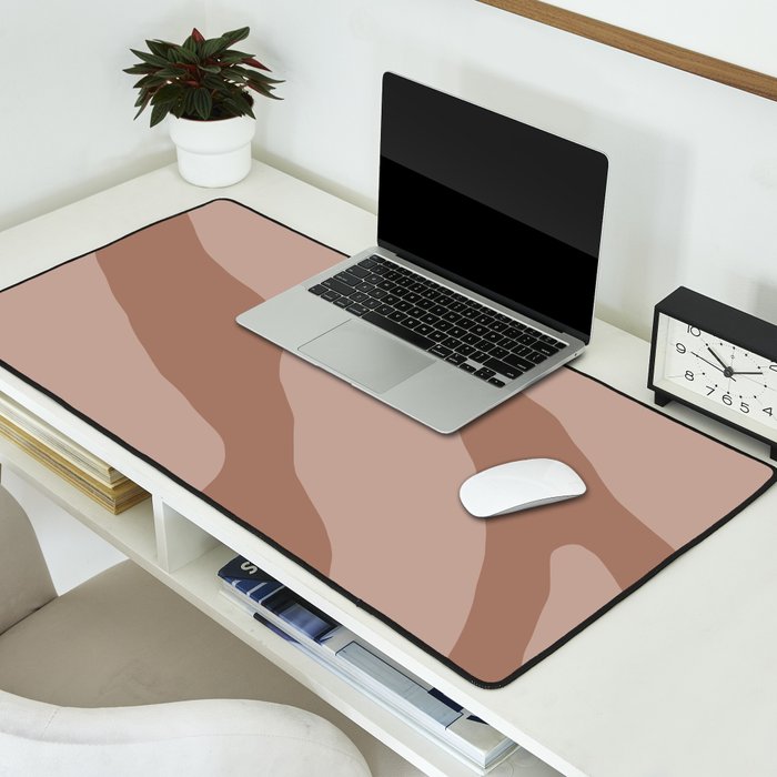 Mocha Brown Organic Forms Retro Contemporary Modern Minimalist Abstract Pattern Desk Mat Gallery Image 2