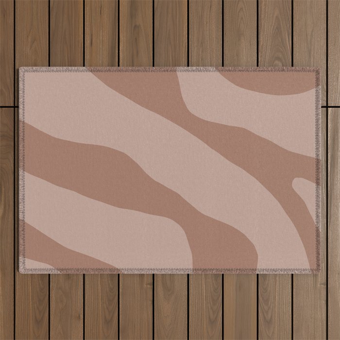 Mocha Brown Organic Forms Retro Contemporary Modern Minimalist Abstract Pattern Outdoor Rug Gallery Image 1