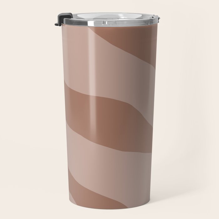 Mocha Brown Organic Forms Retro Contemporary Modern Minimalist Abstract Pattern Travel Mug Gallery Image 3