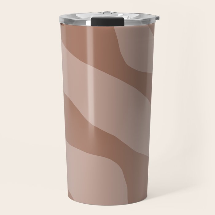 Mocha Brown Organic Forms Retro Contemporary Modern Minimalist Abstract Pattern Travel Mug Gallery Image 1