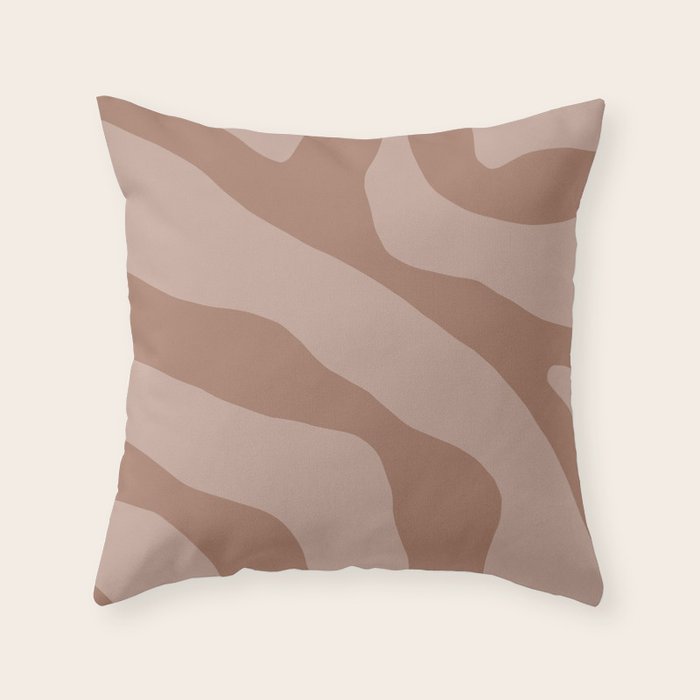 Mocha Brown Organic Forms Retro Contemporary Modern Minimalist Abstract Pattern Throw Pillow Gallery Image 1