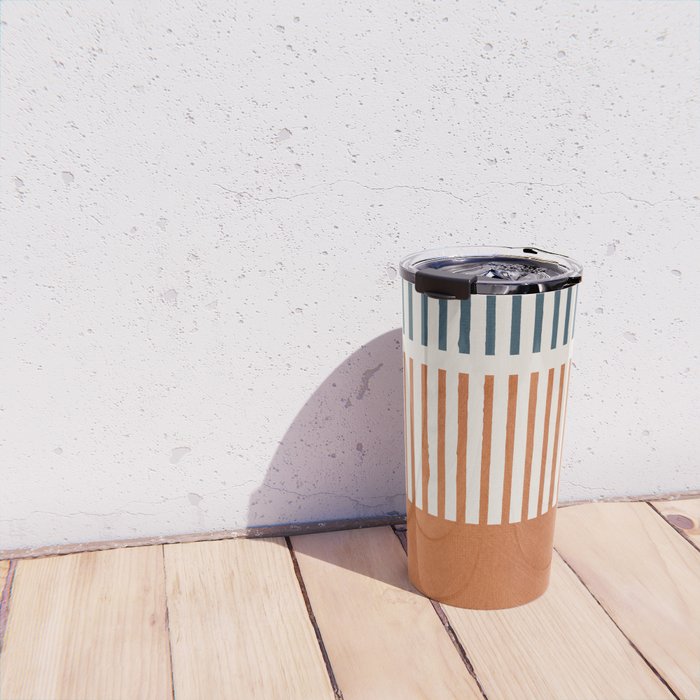 Navy Terra White Lines Color Block Artwork Travel Mug Gallery Image 4