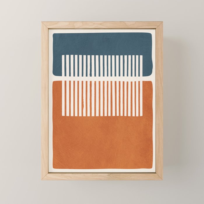 Navy Terra White Lines Color Block Artwork Mini Art Print Gallery Image 1