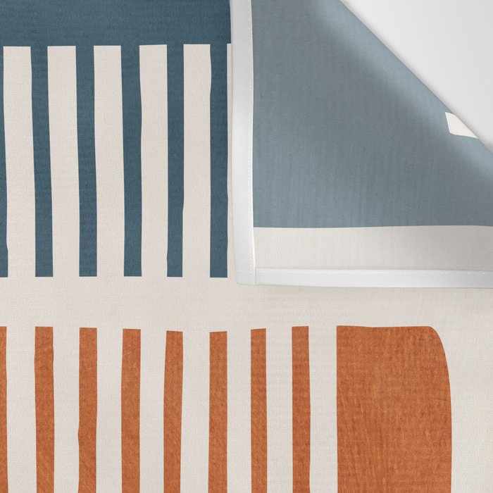 Navy Terra White Lines Color Block Artwork Wall Tapestry Gallery Image 3