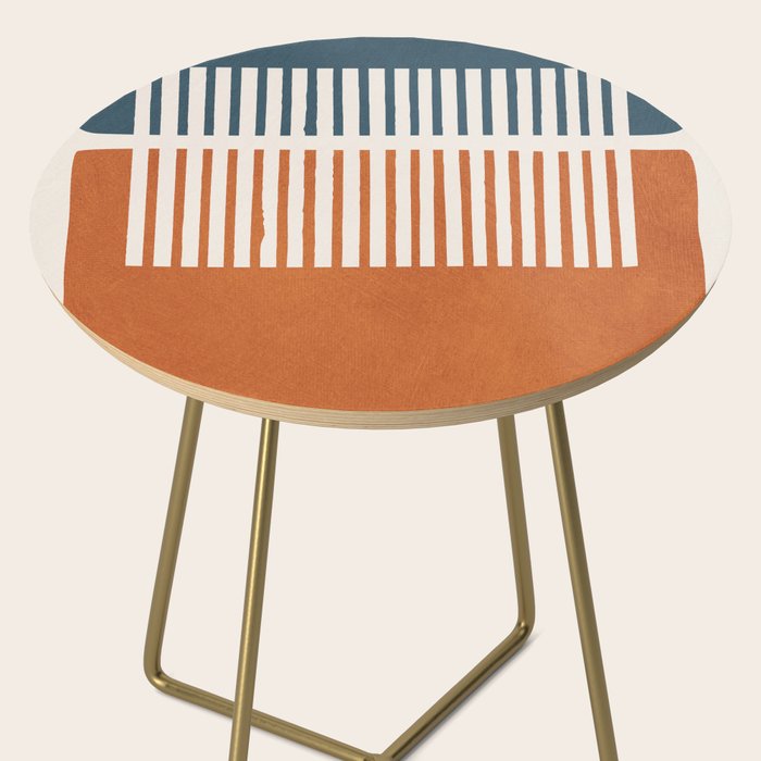 Navy Terra White Lines Color Block Artwork Side Table Gallery Image 2