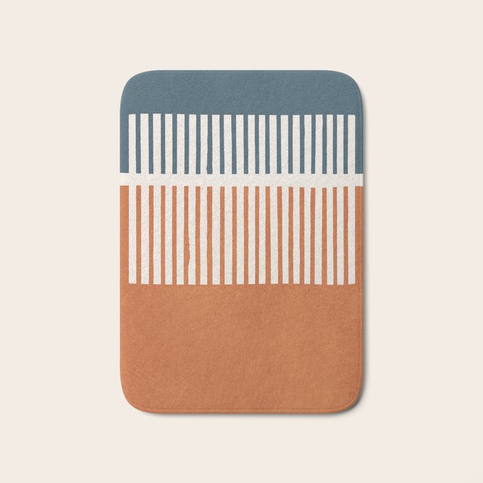 Navy Terra White Lines Color Block Artwork Bath Mat Gallery Image 1