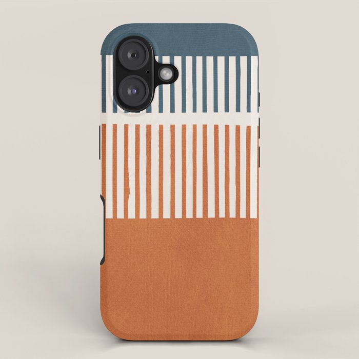 Navy Terra White Lines Color Block Artwork iPhone Case Gallery Image 1