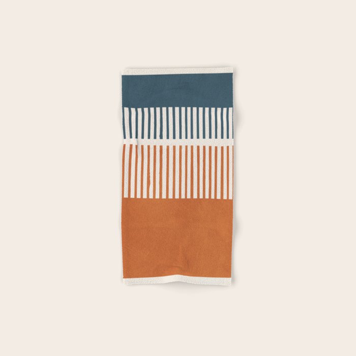 Navy Terra White Lines Color Block Artwork Bath Towel Gallery Image 1