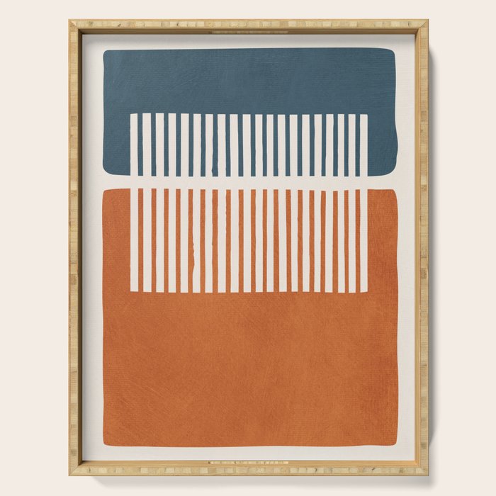 Navy Terra White Lines Color Block Artwork Serving Tray Gallery Image 1