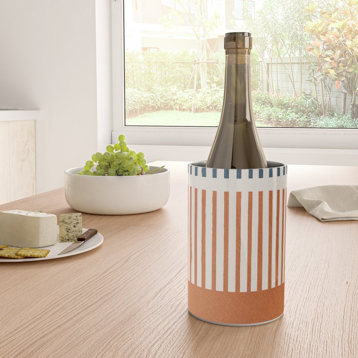 Navy Terra White Lines Color Block Artwork Wine Chiller Gallery Image 4