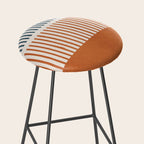 Navy Terra White Lines Color Block Artwork Stool Gallery Image 2