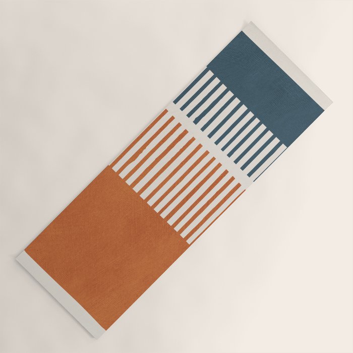 Navy Terra White Lines Color Block Artwork Yoga Mat Gallery Image 1