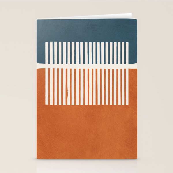 Navy Terra White Lines Color Block Artwork Stationery Card Gallery Image 2