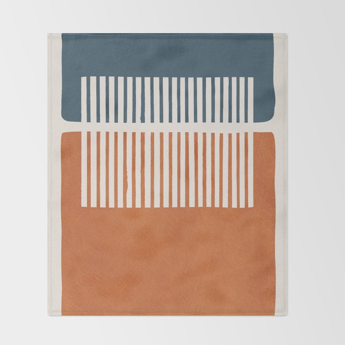 Navy Terra White Lines Color Block Artwork Throw Blanket Gallery Image 2