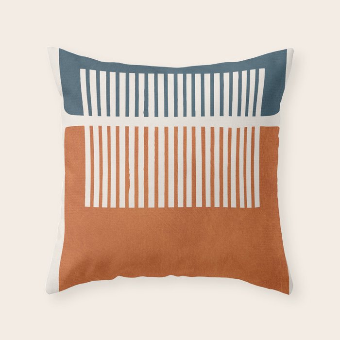 Navy Terra White Lines Color Block Artwork Throw Pillow Gallery Image 6