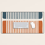 Navy Terra White Lines Color Block Artwork Desk Mat Gallery Image 1