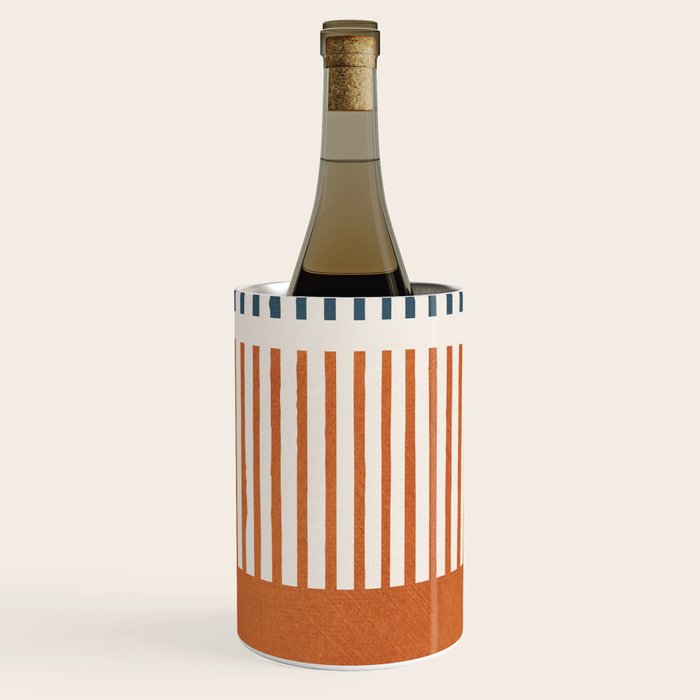 Navy Terra White Lines Color Block Artwork Wine Chiller Gallery Image 1