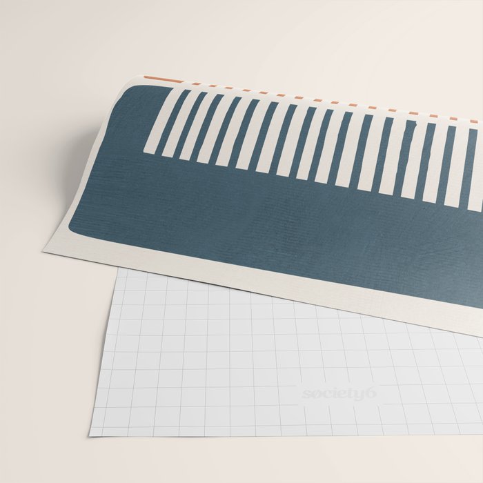 Navy Terra White Lines Color Block Artwork Wrapping Paper Gallery Image 2
