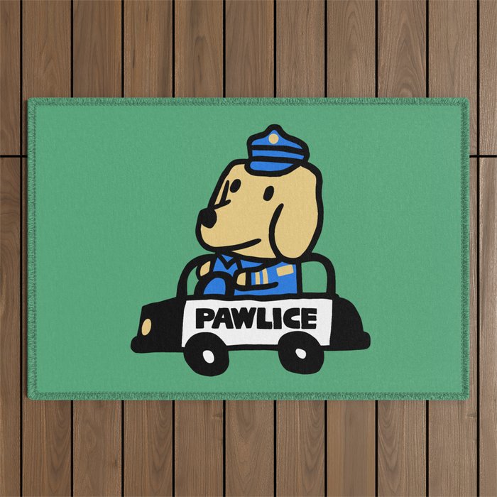 Here comes the dog pawlice Outdoor Rug Gallery Image 1