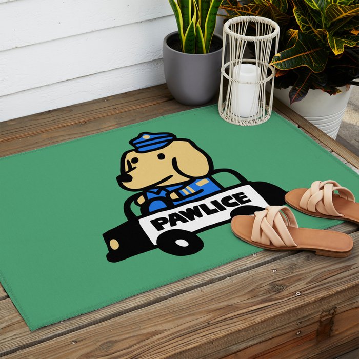 Here comes the dog pawlice Outdoor Rug Gallery Image 2