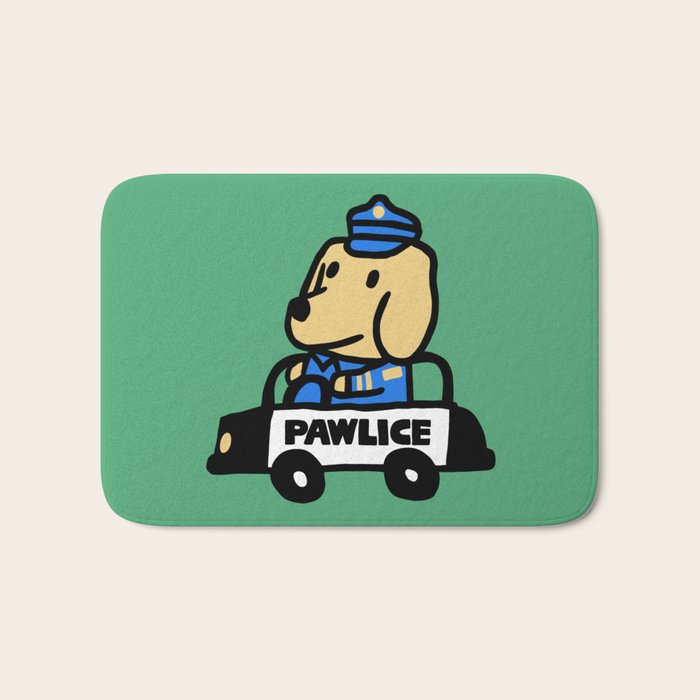 Here comes the dog pawlice Bath Mat Gallery Image 1