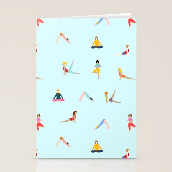 Yoga poses pattern Stationery Card Gallery Image 1