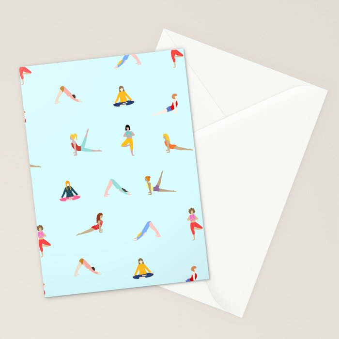 Yoga poses pattern Stationery Card Gallery Image 2
