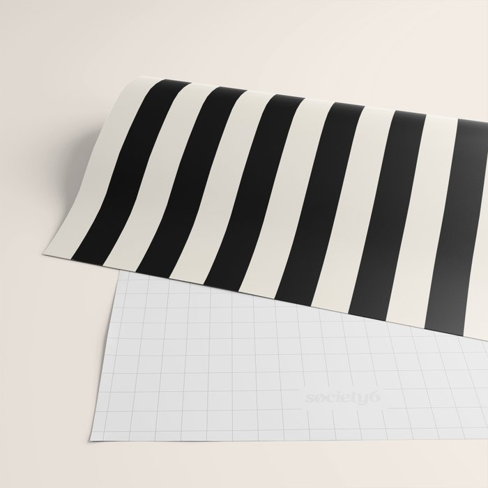 Broad Stripe - black and alabaster Wrapping Paper Gallery Image 2