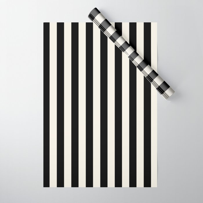 Broad Stripe - black and alabaster Wrapping Paper Gallery Image 1