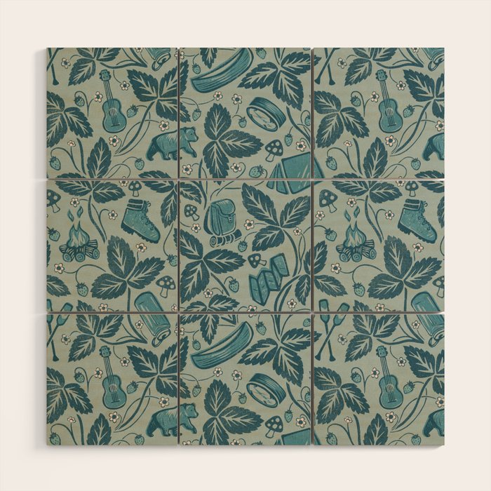 Summer Camping - blue Wood Wall Art Gallery Image 1