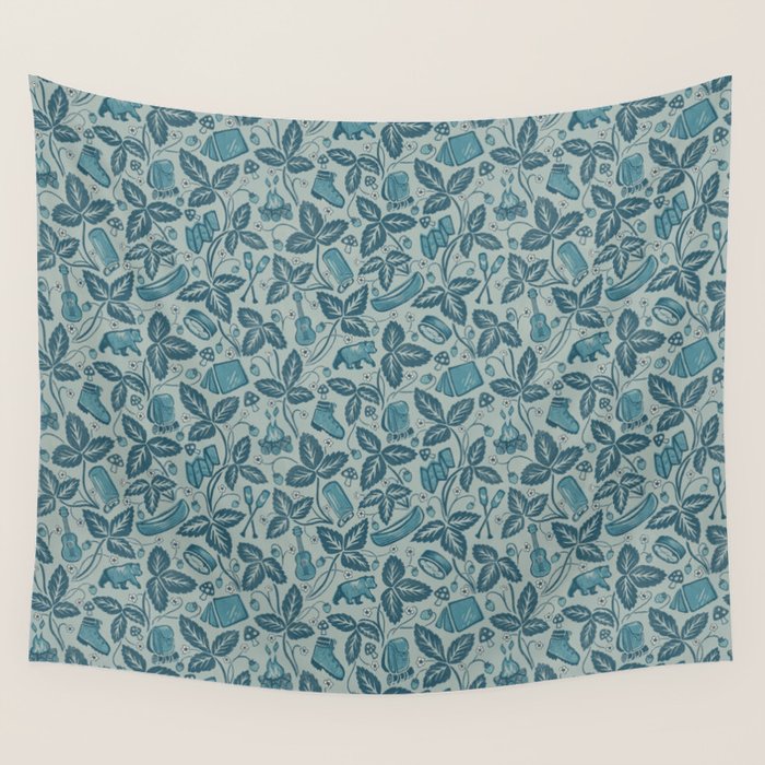 Summer Camping - blue Wall Tapestry Gallery Image 4