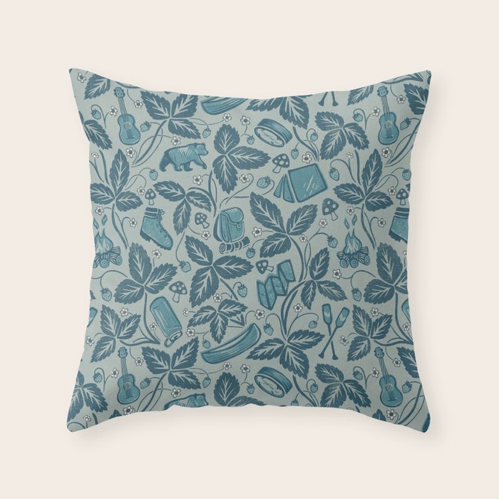 Summer Camping - blue Throw Pillow Gallery Image 6