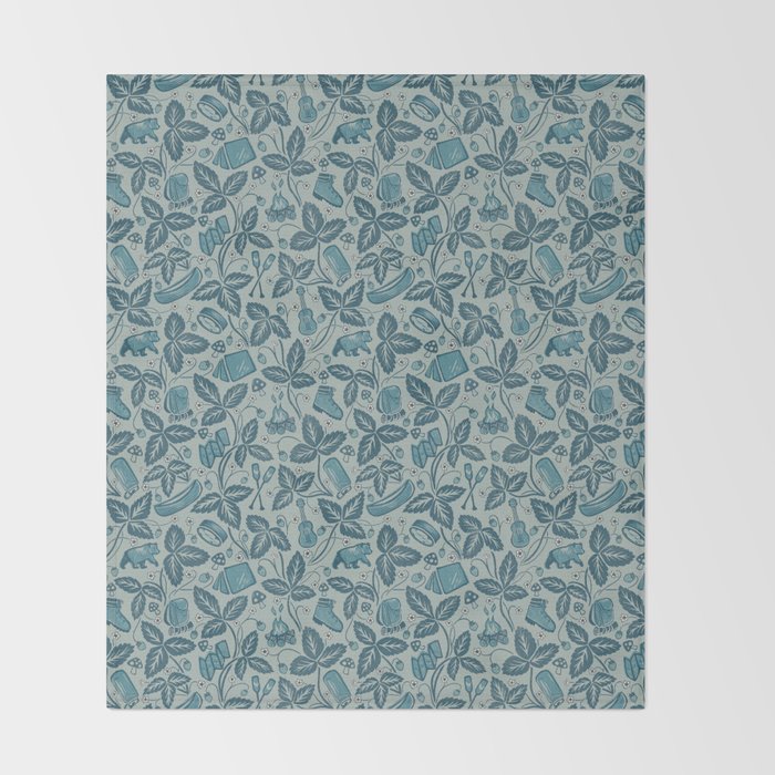 Summer Camping - blue Throw Blanket Gallery Image 2