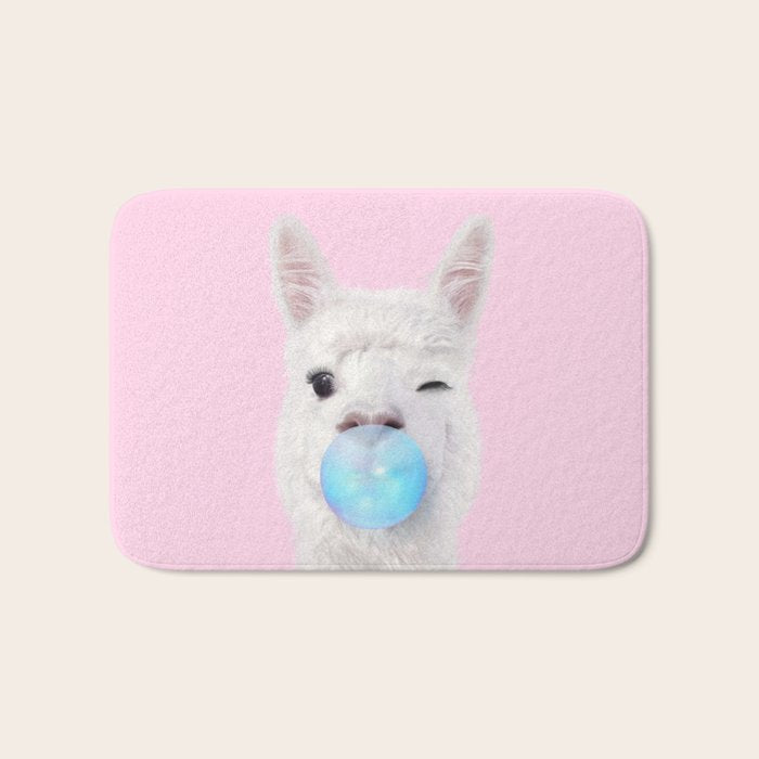 BUBBLEGUM LLAMA Bath Mat Gallery Image 1