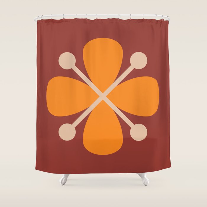 Retro Floral Burst Shower Curtain Gallery Image 1