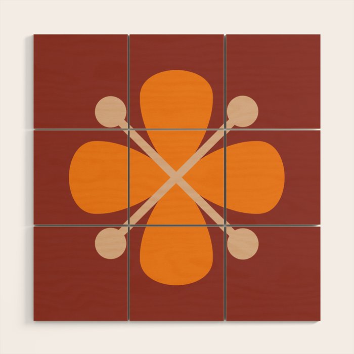 Retro Floral Burst Wood Wall Art Gallery Image 1