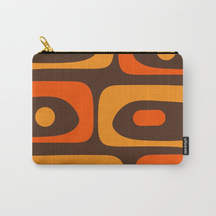 Mid-Century Modern Piquet Retro Minimalist Abstract in 70s Brown and Orange Carry All Pouch Gallery Image 1
