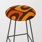 Mid-Century Modern Piquet Retro Minimalist Abstract in 70s Brown and Orange Stool Gallery Image 2