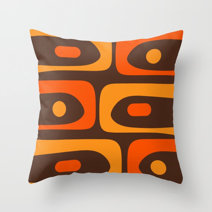 Mid-Century Modern Piquet Retro Minimalist Abstract in 70s Brown and Orange Throw Pillow Gallery Image 6