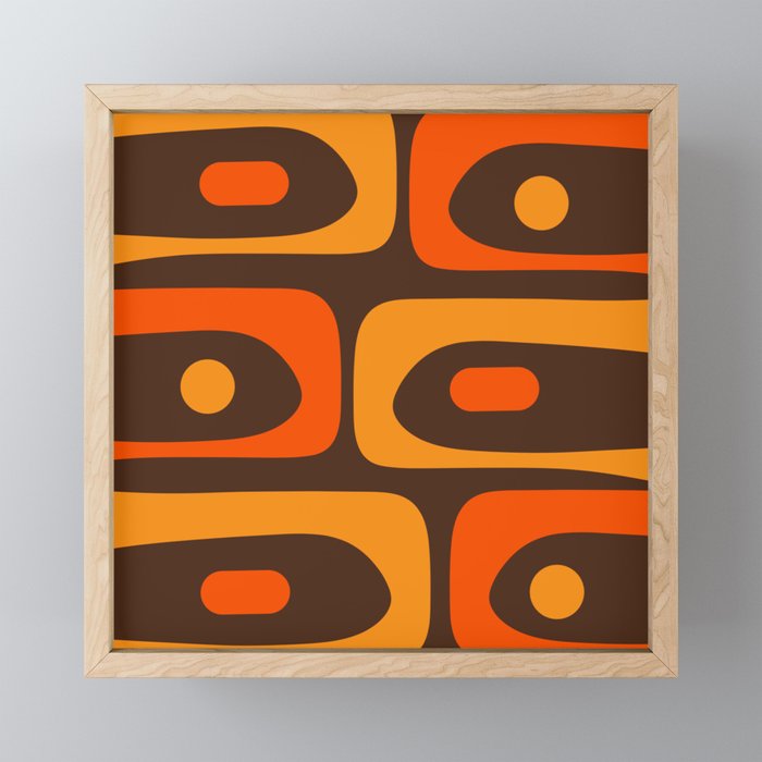 Mid-Century Modern Piquet Retro Minimalist Abstract in 70s Brown and Orange Mini Art Print Gallery Image 1