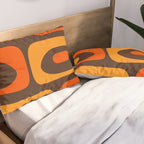 Mid-Century Modern Piquet Retro Minimalist Abstract in 70s Brown and Orange Pillow Sham Gallery Image 2