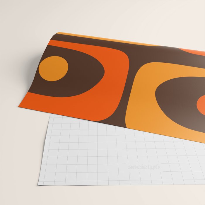 Mid-Century Modern Piquet Retro Minimalist Abstract in 70s Brown and Orange Wrapping Paper Gallery Image 2