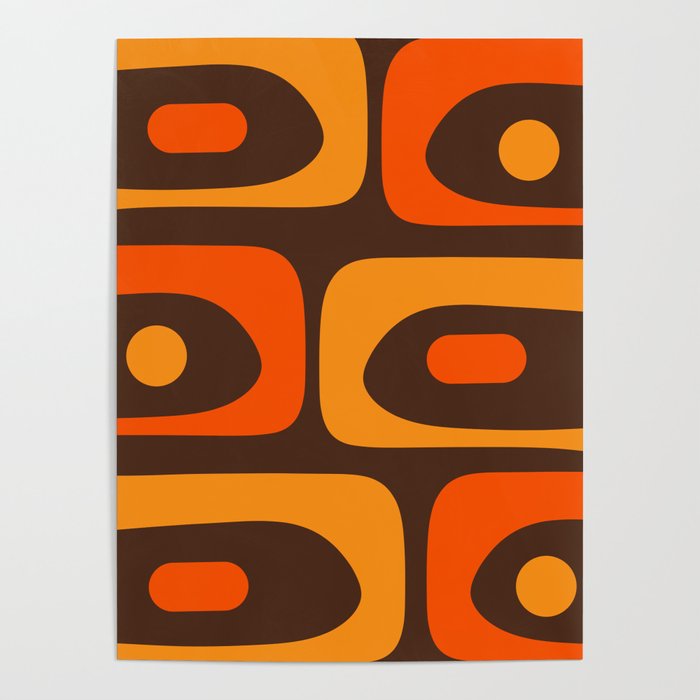 Mid-Century Modern Piquet Retro Minimalist Abstract in 70s Brown and Orange Poster Gallery Image 1